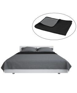 Copriletto Double-Face Trapuntato 230x260 cm Grigio e Nero