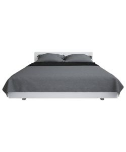 Copriletto Double-Face Trapuntato 230x260 cm Grigio e Nero