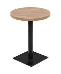 Tavolo Bistrot in MDF e Acciaio Rotondo 60x75 cm Colore Rovere