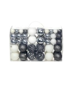 Set Palline di Natale 100 pz 3/4/6 cm Bianco/Grigio