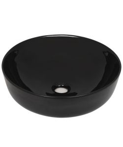 Lavandino Tondo in Ceramica Nero 41,5x13,5 cm
