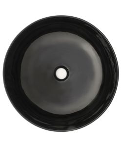 Lavandino Tondo in Ceramica Nero 41,5x13,5 cm