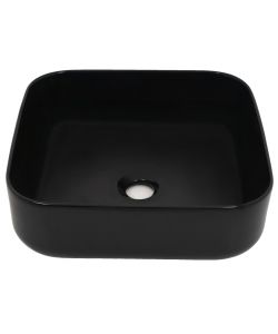 Lavandino Quadrato in Ceramica Nero 38x38x13,5 cm