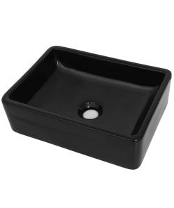 Lavandino Rettangolare in Ceramica Nero 41x30x12 cm