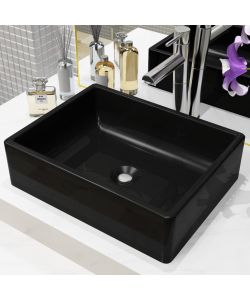 Lavandino Rettangolare in Ceramica Nero 41x30x12 cm