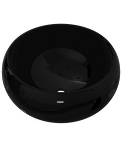 Lavandino Tondo in Ceramica Nero 40x15 cm
