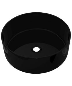 Lavandino Tondo in Ceramica Nero 40x15 cm