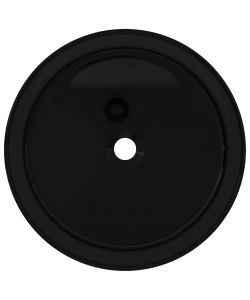 Lavandino Tondo in Ceramica Nero 40x15 cm