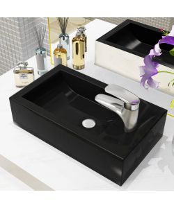 Lavandino con Foro Rubinetto Rettangolare Ceramica 46x25,5x12cm