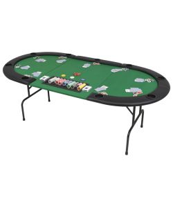 Tavolo da Poker Piegabile in 3 per 9 Giocatori Ottagonale Verde