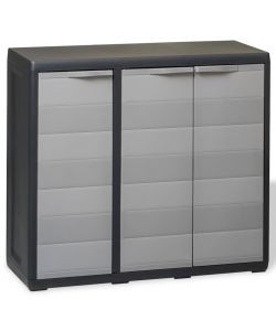 Armadietto da Giardino a 2 Ripiani Nero e Grigio