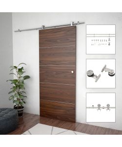Kit Binari Porta Scorrevole 183 cm Acciaio Inossidabile Argento