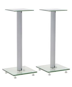 Supporti per Altoparlanti 2pz Vetro Temperato 1 Colonna Argento