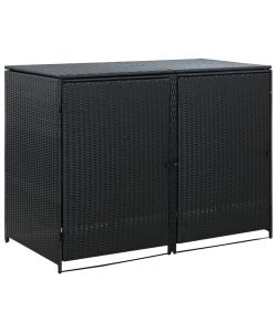 Copribidone Doppio per Spazzatura Polyrattan Nero 148x80x111 cm