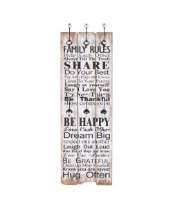 Appendiabiti da Parete con 6 Ganci FAMILY RULES 120x40 cm