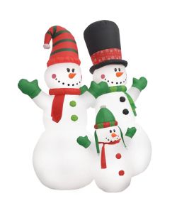Famiglia Pupazzi di Neve Natalizi Gonfiabili con LED IP44 240cm