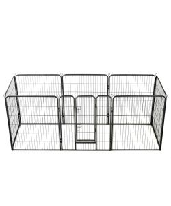 Box per Cani con 8 Pannelli in Acciaio 80x100 cm Nero