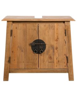 vidaXL Mobile Sottolavabo Bagno Massello di Pino Riciclato 70x32x63cm - Stile Retr - Colore Marrone - Arredo Bagno