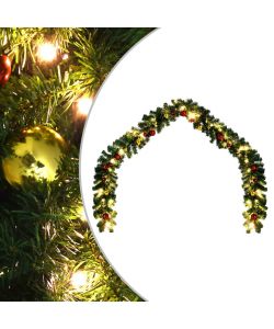 Ghirlanda di Natale Decorata con Palline e Luci a LED 5 m