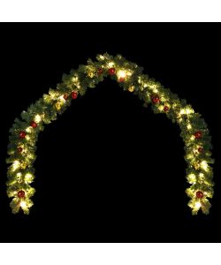 Ghirlanda di Natale Decorata con Palline e Luci a LED 5 m
