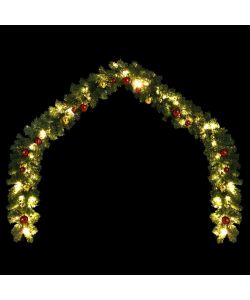 Ghirlanda di Natale Decorata con Palline e Luci a LED 10 m