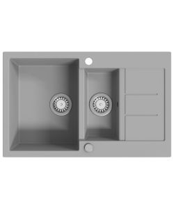 Lavello da Cucina in Granito Vasca Doppia Grigio