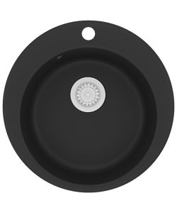 Lavello da Cucina in Granito Vasca Singola Circolare Nero
