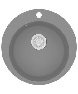 Lavello da Cucina in Granito Vasca Singola Rotondo Grigio