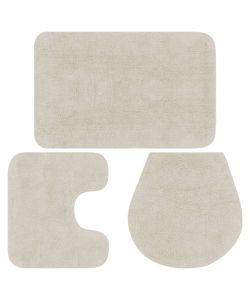 Set Tappetini per Bagno 3 pz in Tessuto Bianco