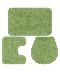 Set Tappetini per Bagno 3 pz in Tessuto Verde