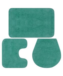 Set Tappetini per Bagno 3 pz in Tessuto Turchese