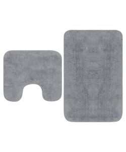 Set Tappetini per Bagno 2 pz in Tessuto Grigio