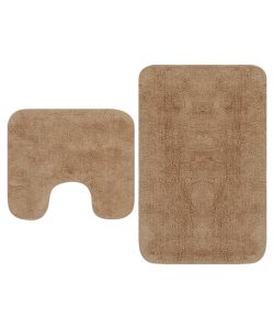 Set Tappetini per Bagno 2 pz in Tessuto Beige