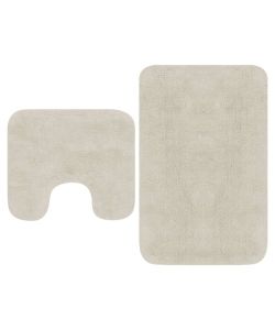 Set Tappetini per Bagno 2 pz in Tessuto Bianco