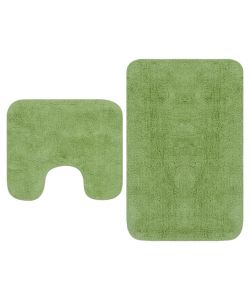 Set Tappetini per Bagno 2 pz in Tessuto Verde