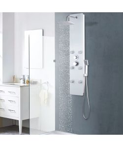 Pannello Doccia in Vetro 25x44,6x130 cm Bianco