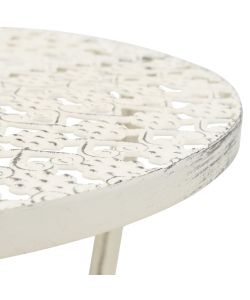 Tavolino da Bar Vintage Circolare in Metallo 40x70cm Bianco