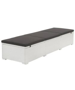 Lettino Prendisole con Cuscino in Polyrattan Bianco