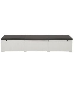 Lettino Prendisole con Cuscino in Polyrattan Bianco
