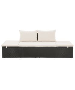 Lettino da Giardino Nero 195x60 cm in Polyrattan