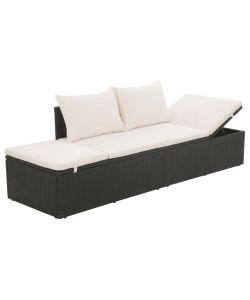 Lettino da Giardino Nero 195x60 cm in Polyrattan