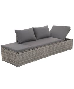 Lettino da Giardino Grigio 195x60 cm in Polyrattan