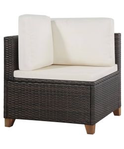 Set Divani da Giardino 4 pz con Cuscini in Polyrattan Marrone 44108