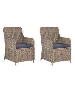 Sedie da Esterno con Cuscini 2 pz in Polyrattan Marrone