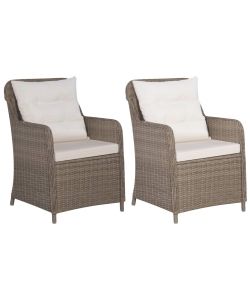Sedie da Esterno con Cuscini 2 pz in Polyrattan Marrone