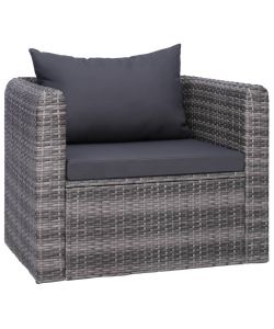 Set Divani da Giardino 6 pz con Cuscini in Polyrattan Grigio 44159
