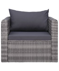 Sedia da Giardino con Cuscini in Polyrattan Grigio