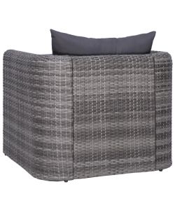 Sedia da Giardino con Cuscini in Polyrattan Grigio