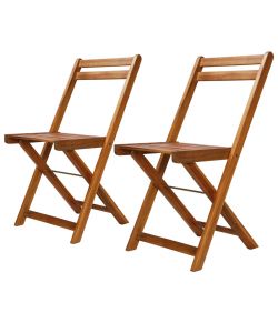 Sedie da Bistr per Esterni 2 pz in Legno Massello di Acacia