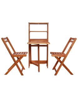 Set da Bistrot 3 pz Pieghevole in Legno Massello di Acacia